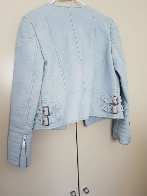 Womens Baby Blue Leather Jacket