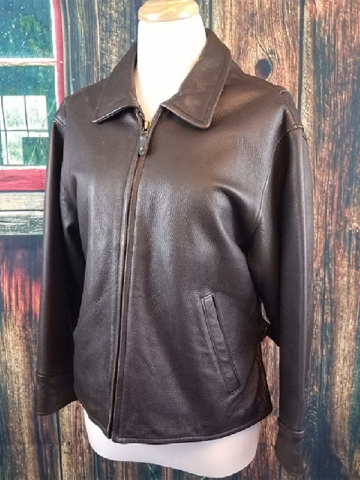 Womens Eddie Bauer Brown Motorcycle Leather Jacket