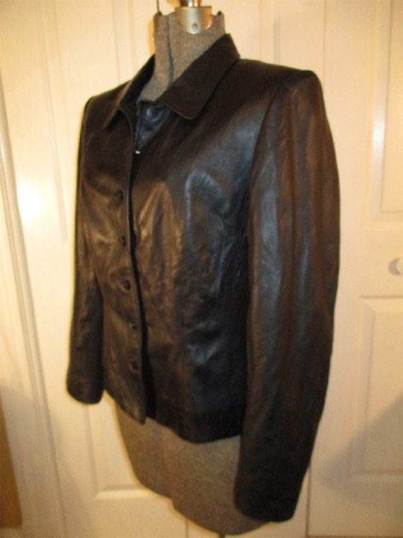 Womens Fashion Talbots Black Leather Jacket