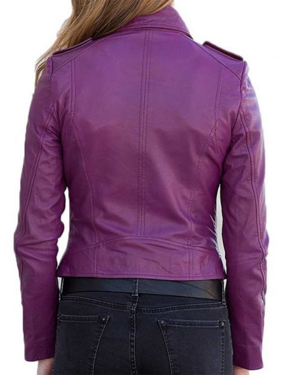 Womens Purple Motorcycle Leather Jacket