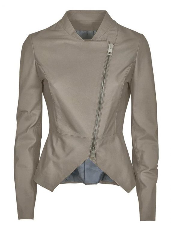 Womens Taupe Leather Jacket