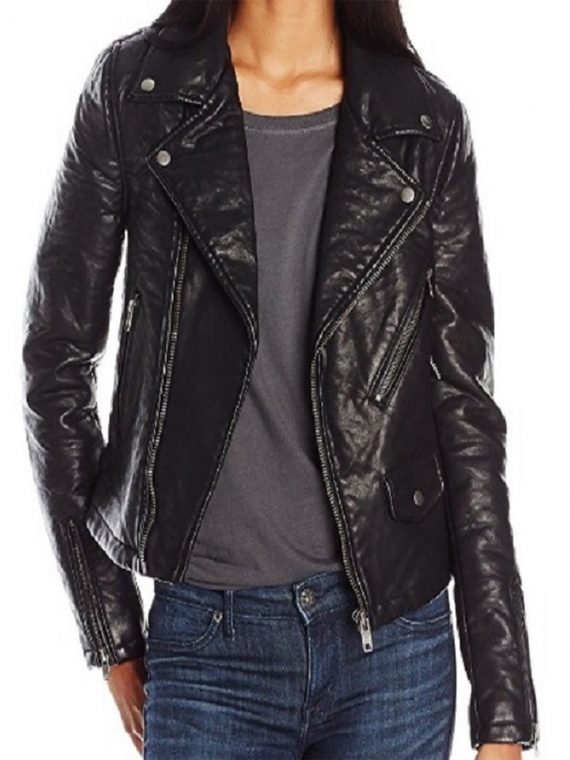 Womens Vigoss Black Faux Leather Jacket