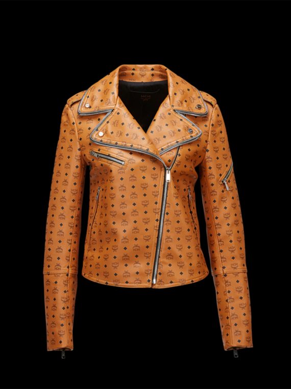 Women’s Visetos Print Leather Jacket