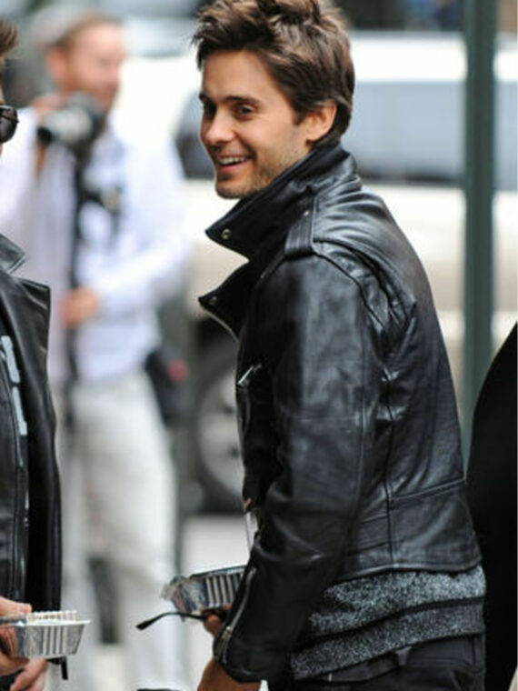 30 Seconds To Mars Jared Leto Black Leather Jacket For Men - Image 2