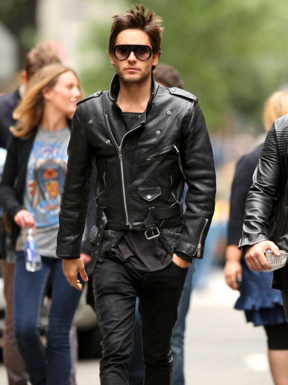 30 Seconds To Mars Jared Leto Black Leather Jacket For Men