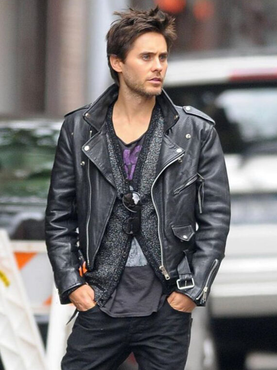 30 Seconds To Mars Jared Leto Black Leather Jacket For Men - Image 3