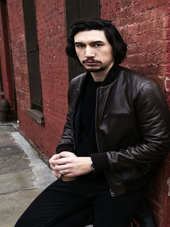 Adam Driver Mens Brown Bomber Jacket