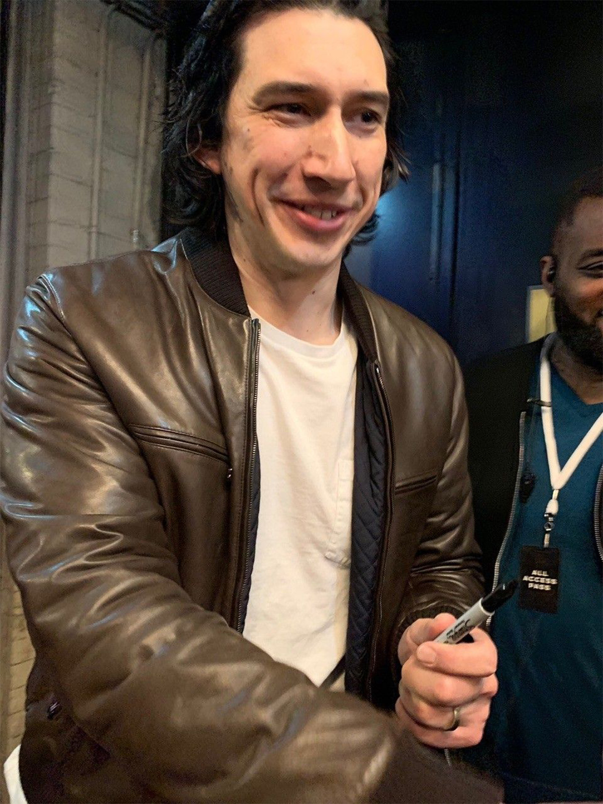 Adam Driver Mens Brown Leather Jacket