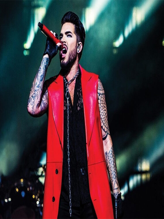 Adam Lambert Concert 2020 Red Leather Coat