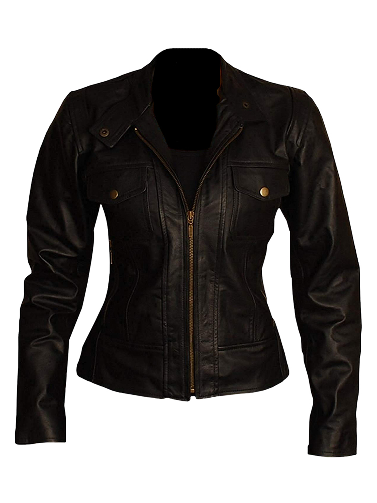 Black Women Slim Fit Biker Jacket