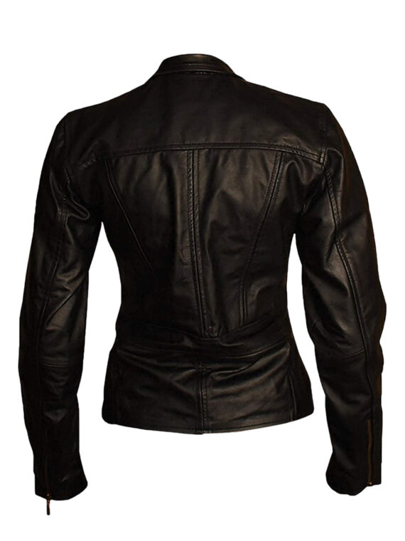 Black Women Slim Fit Biker Leather Jacket