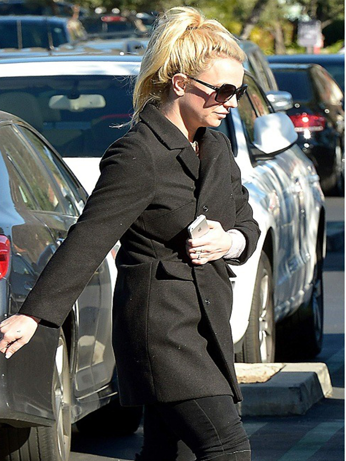 Britney Spears Black Wool Coat