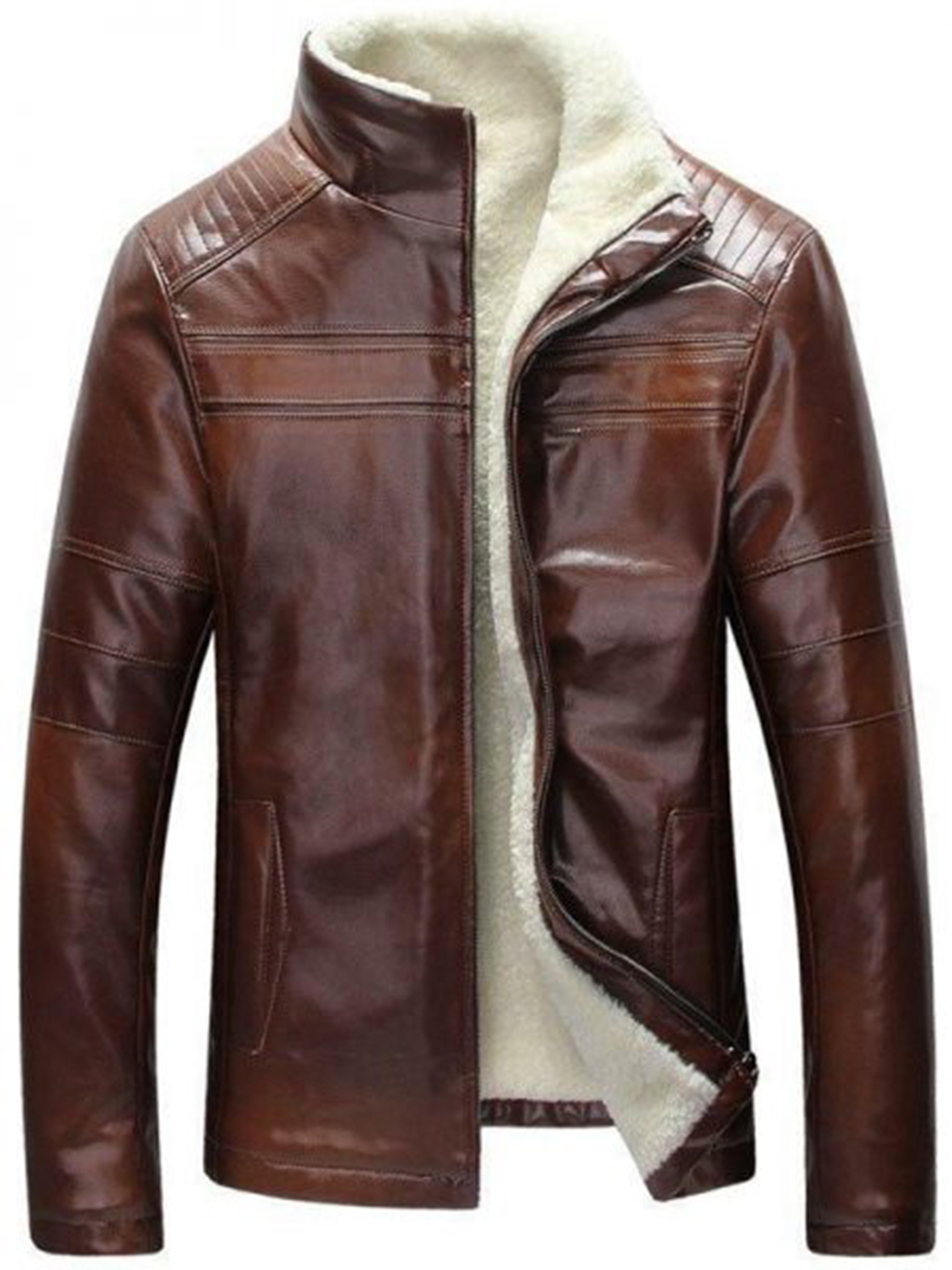 Brown Fur Slim-fit Jacket For Men