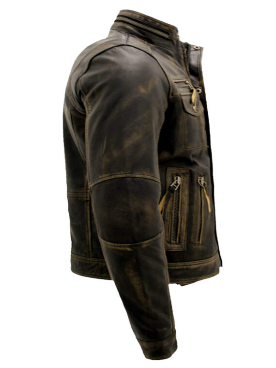 Cafe Racer Biker Style Real Distressed Metal Brown Jacket