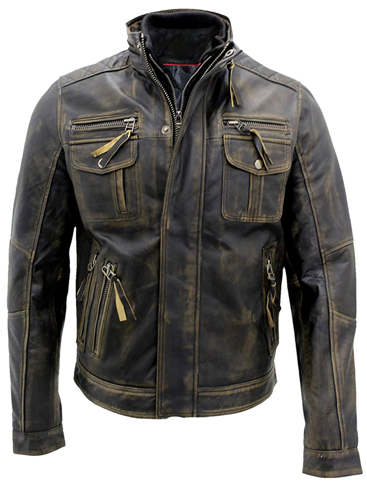 Cafe Racer Biker Style Real Distressed Metal Leather Jacket