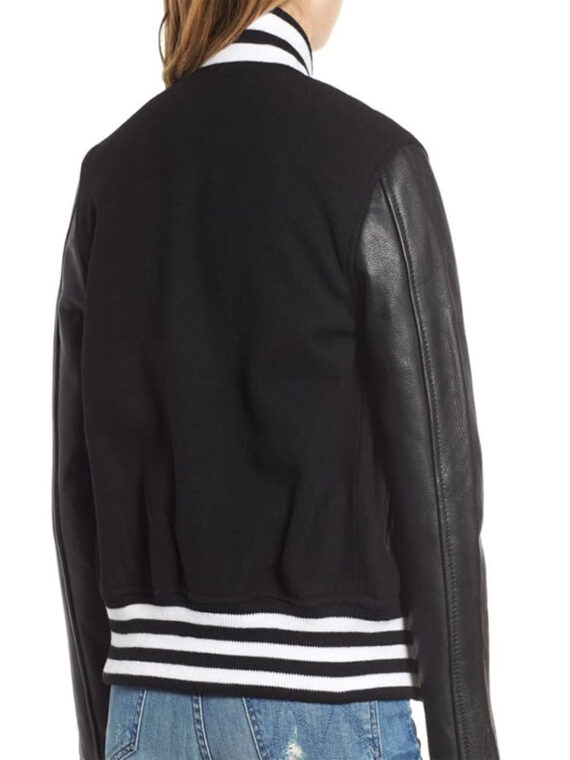 Catherine Thomas Moto Varsity Black Jacket