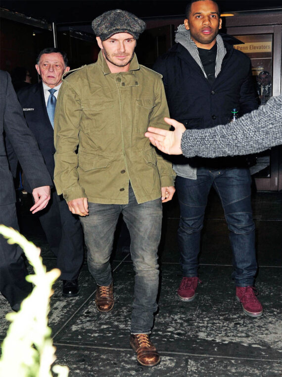 David Beckham Men’s Green Bomber Coat