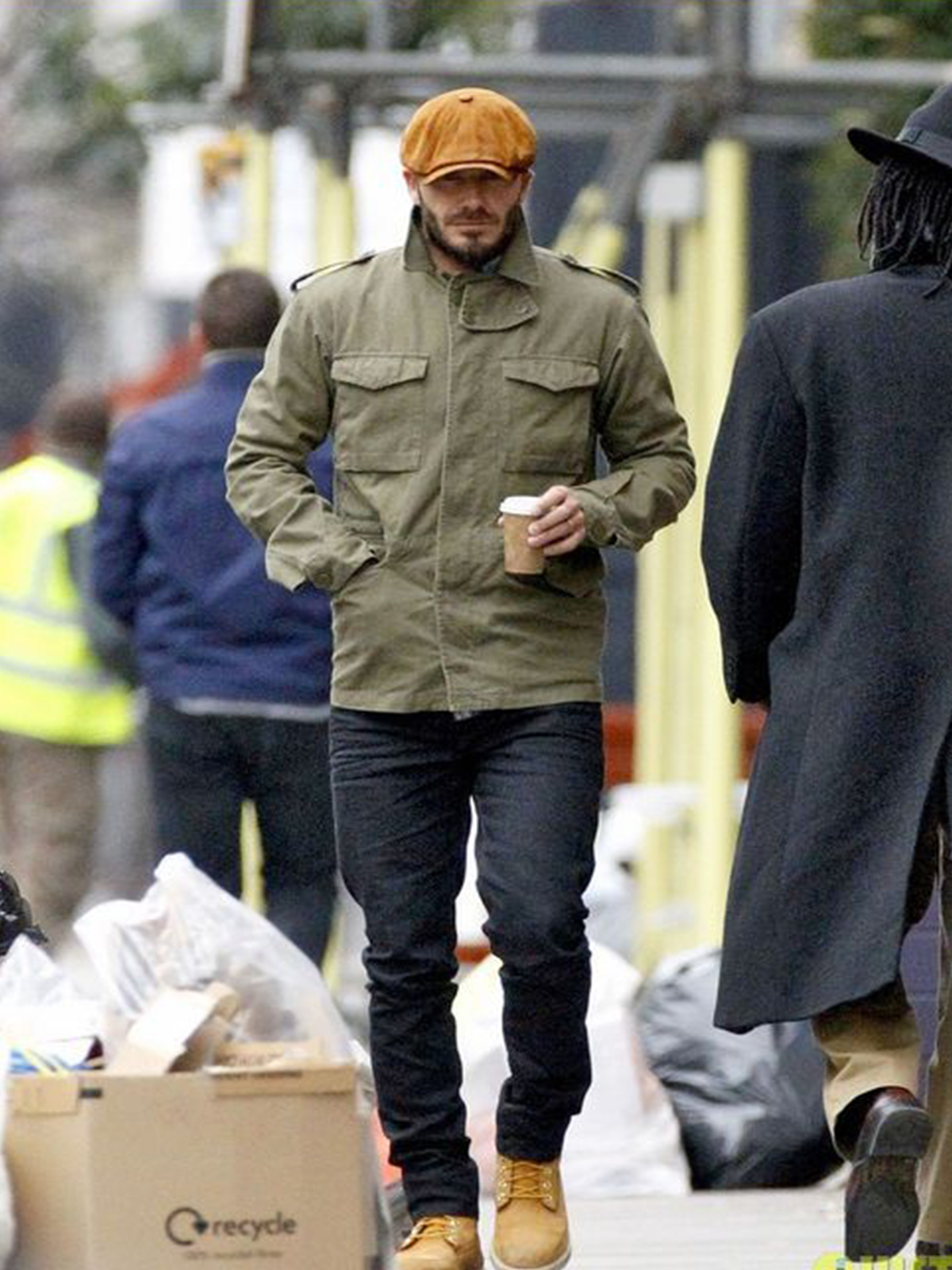 David Beckham Men’s Green Cotton Bomber Coat