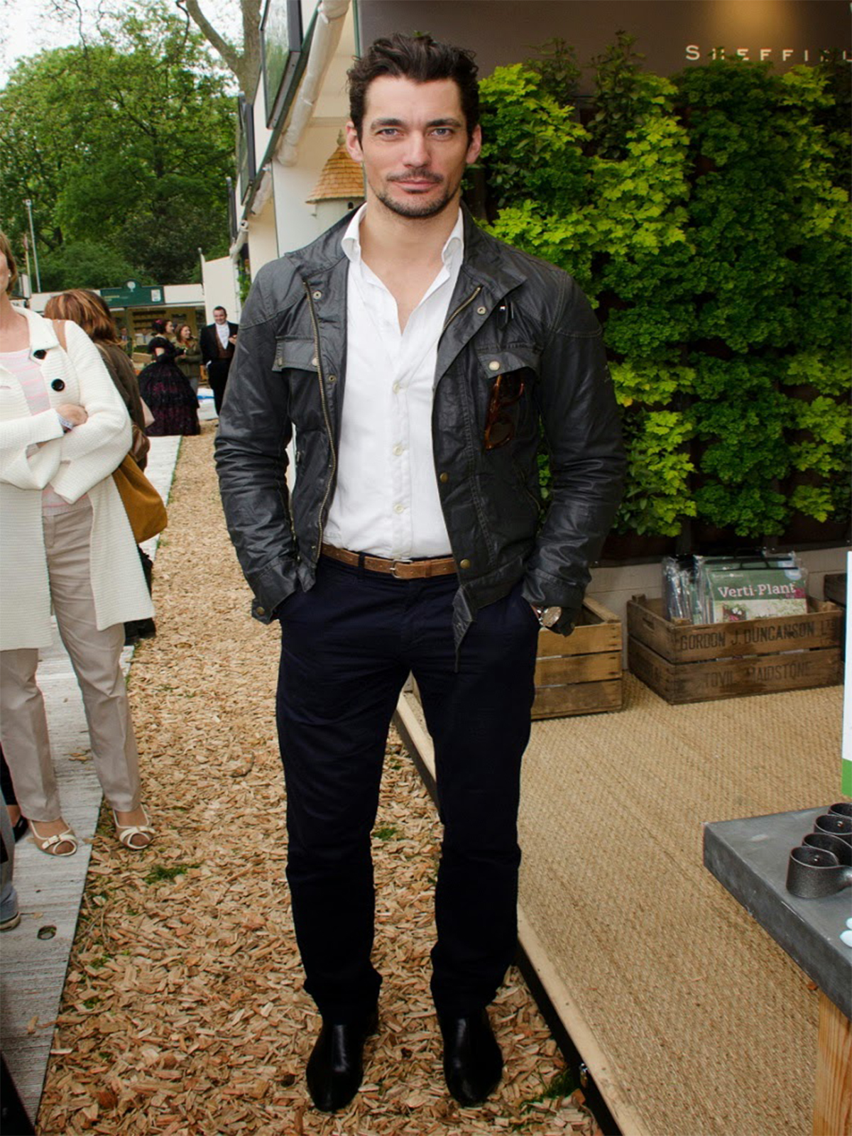 David Gandy Slim Fit Real Black Biker Leather Jacket