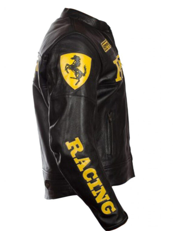 Ferrari Motorcycle Black Leather Jacket