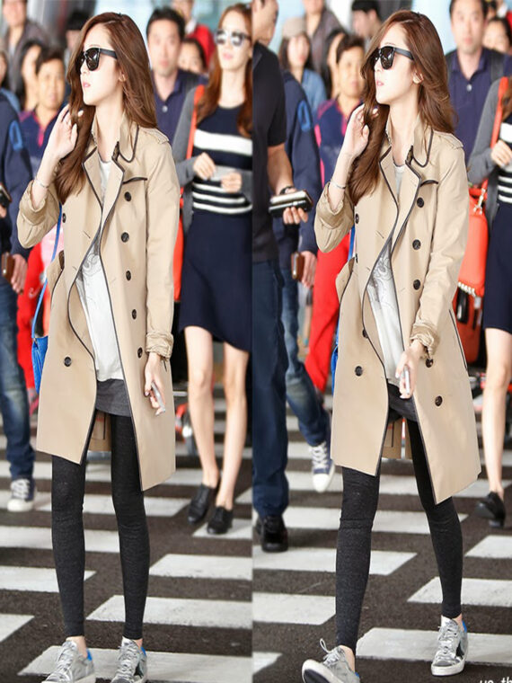 K-Pop Celebrity Jessica Jung Brown Cotton Over coat - Image 3