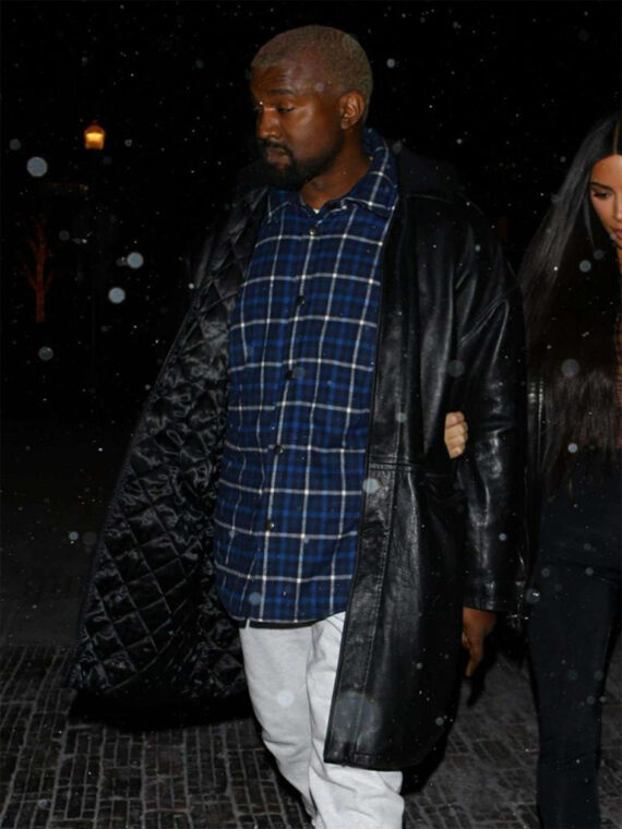 Kanye West Black Leather Coat