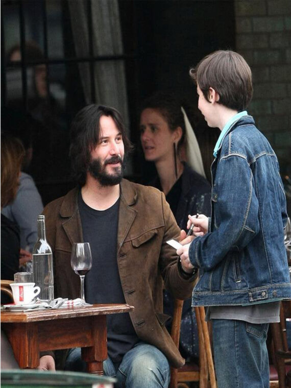 Keanu Reeves Mens Casual Brown Suede Leather Blazer