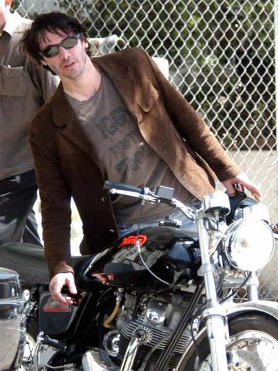 Keanu Reeves Mens Casual Suede Leather Blazer