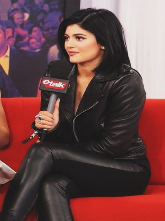 Kylie Jenner Genuine Black Biker Slim Fit Jacket