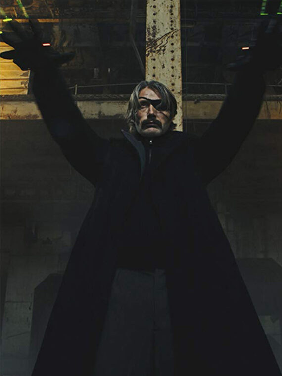 Mads Mikkelsen Polar Black Wool Coat