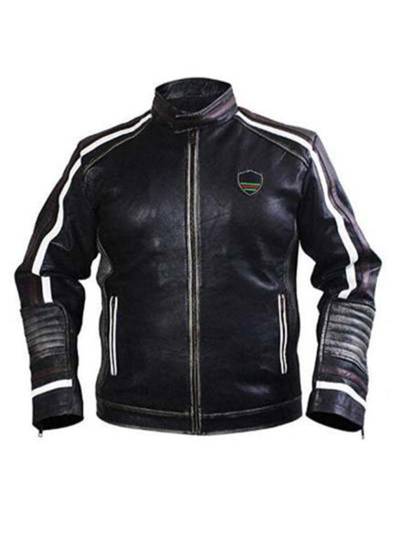 Men Black Cafe Racer Retro Biker Brando Genuine Leather Jacket