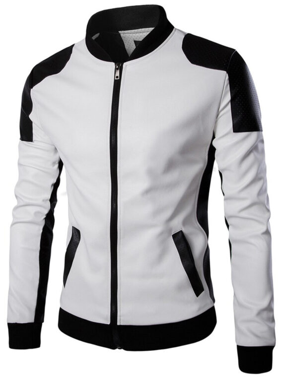 Mens Womens White And Black Slim Fit Jacket