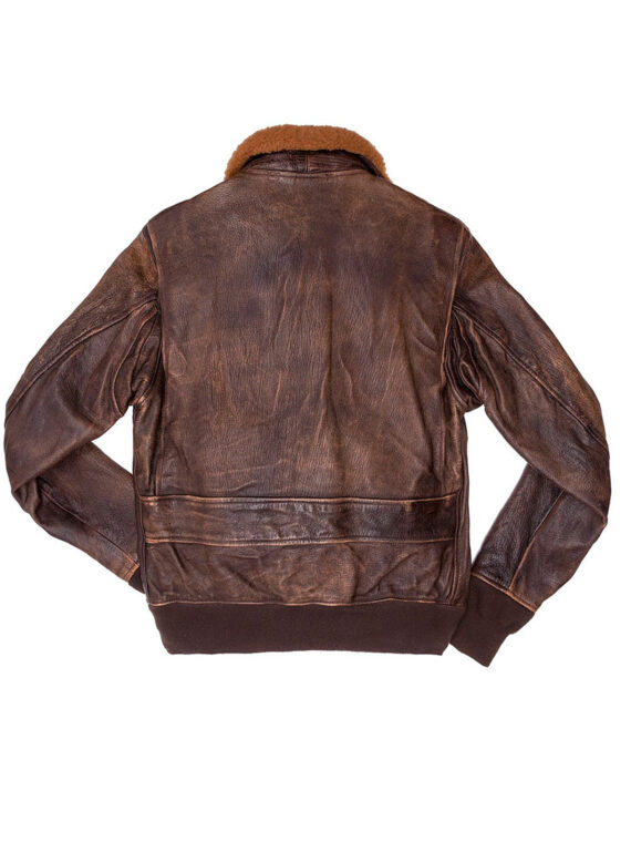 Men’s G1 Navy Brown Real Cowhide Distressed Leather Flight Bomber Jacket