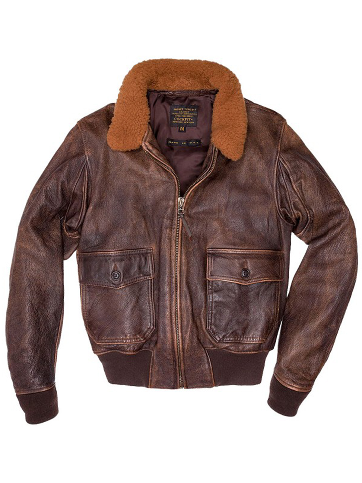 Men’s G1 Navy Brown Real Cowhide Distressed Leather Flight Jacket