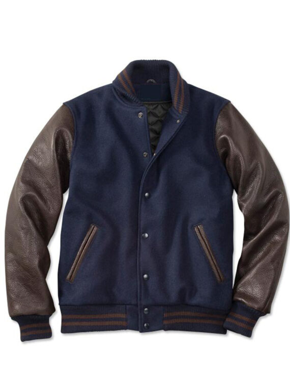 Navy And Brown Varsity Jackets For Men