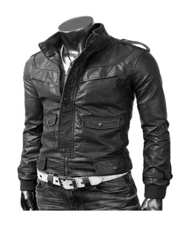 Slim Black Leather Jacket