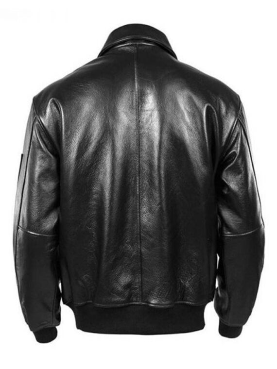 US Air Force Pilot Military Russian Aviator Black Leather Jacket - Image 2