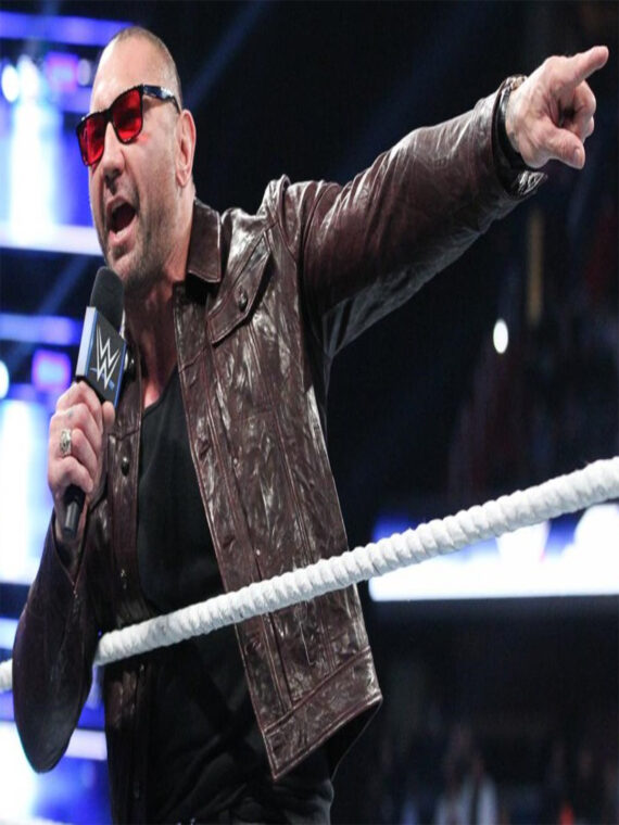 WWE Dave Bautista Brown Genuine Leather Jacket