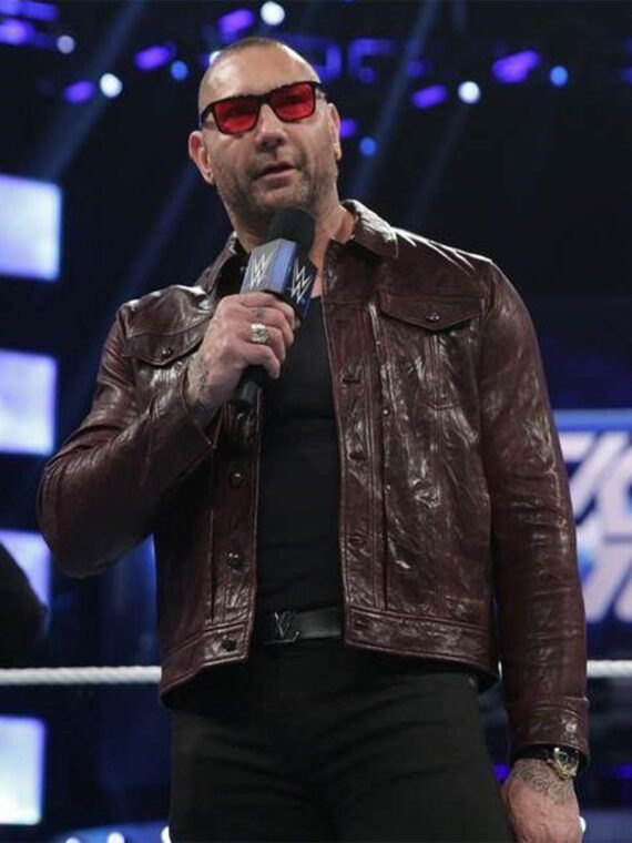 WWE Dave Bautista Waxed Brown Genuine Jacket