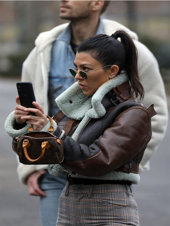 Women’s B3 Cropped Shearling Jacket wore by Kourtney Kardashian