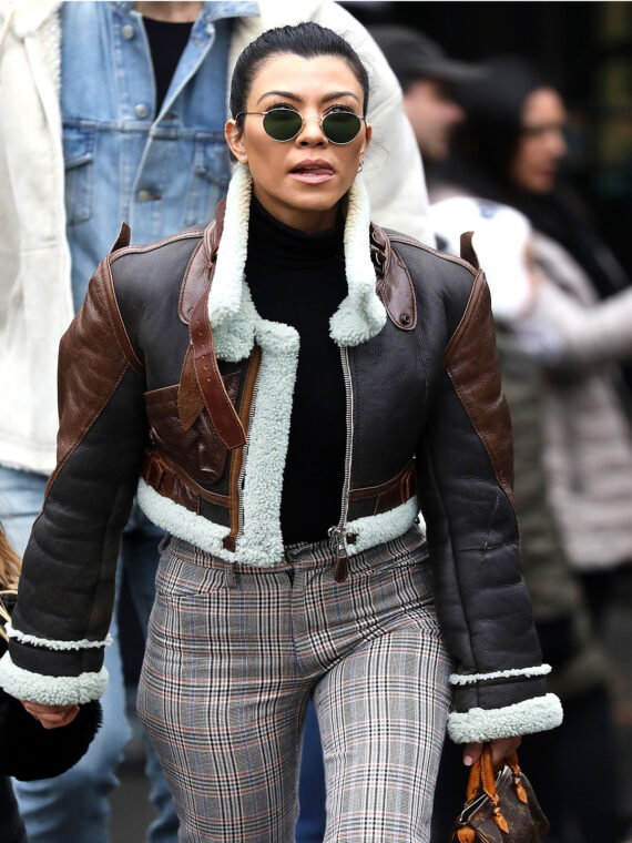 Women’s B3 Cropped Shearling Leather Jacket by Kourtney Kardashian