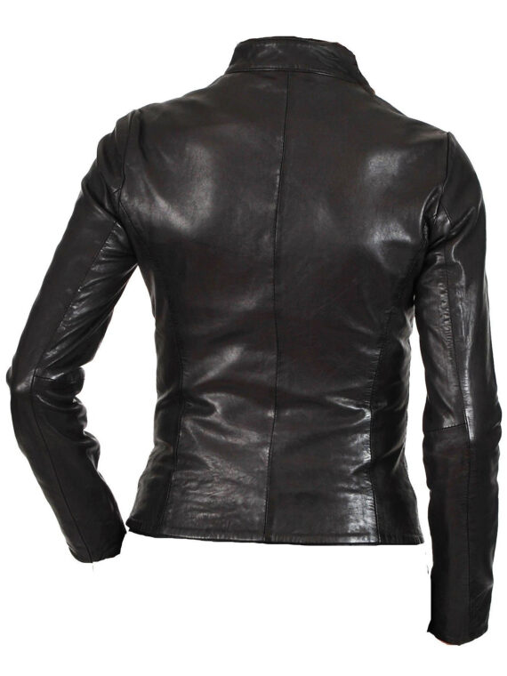 Women’s Casual Slim Fit Biker Black Genuine Leather Jacket