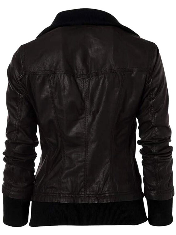 Women’s Men’s Double Collar Casual Slim Fit Black Jacket