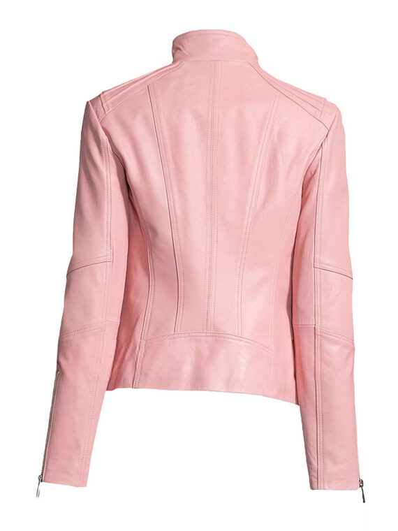 Women’s New Style Casual Pink Biker Jacket