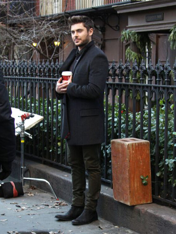 Zac Efron Mens Black Winter Coat Sale