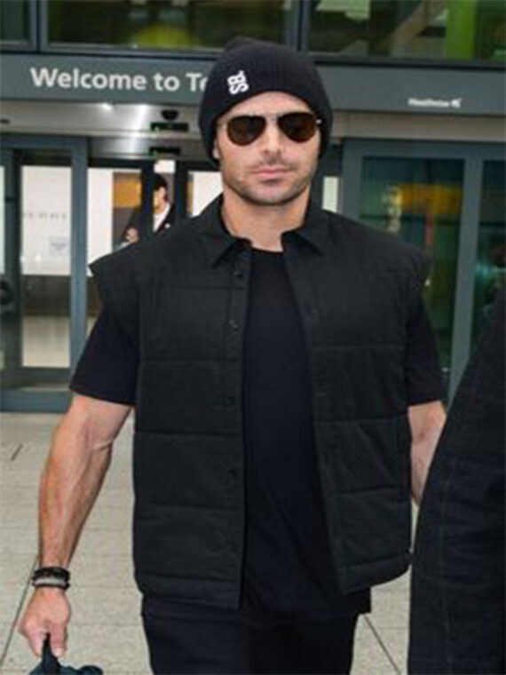 Zac Efron Mens Casual Black Cotton Vest