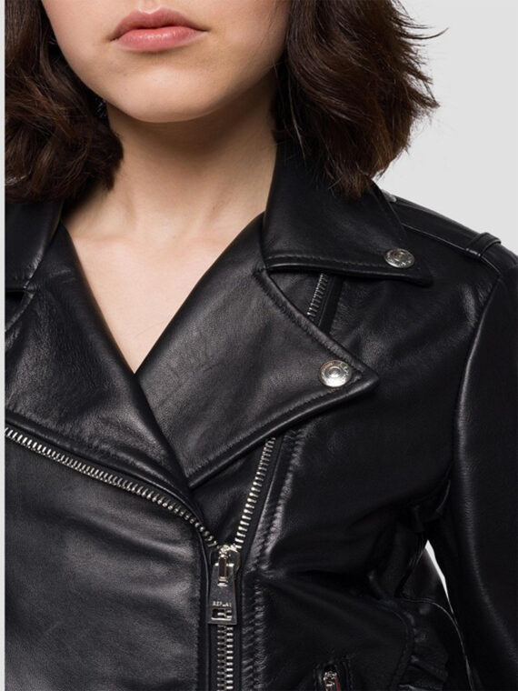 Ladies Ribbed Leather Jacket