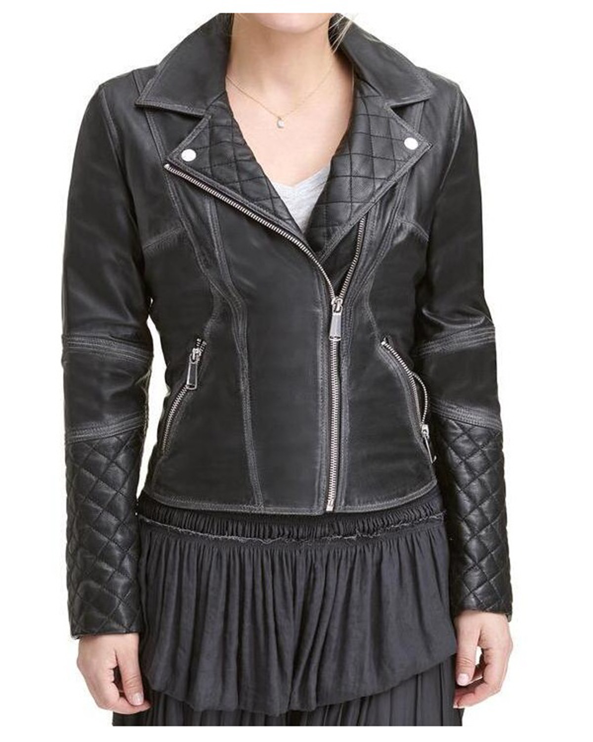 Lexi Quilted Ladies Moto Leather Jacket