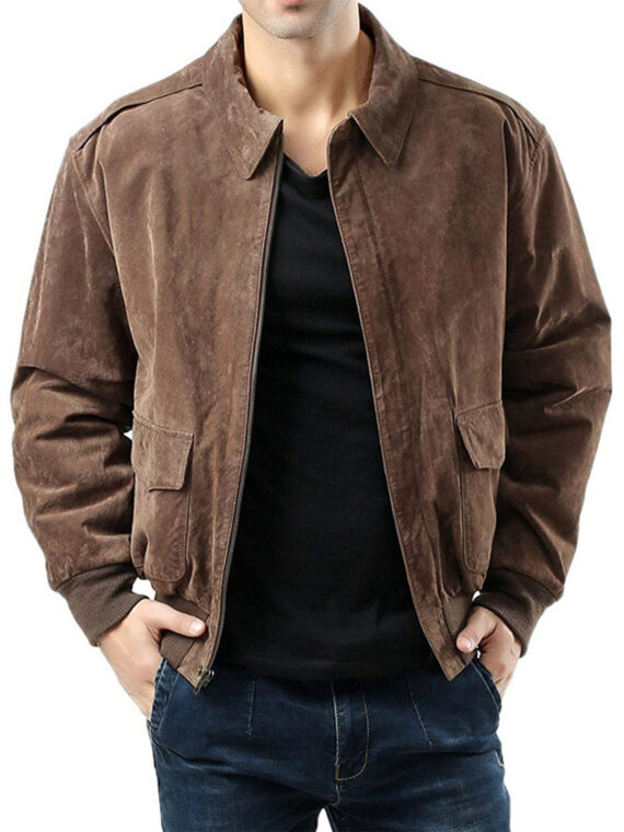 Men Air Force A-2 Flight Suede Leather Jacket