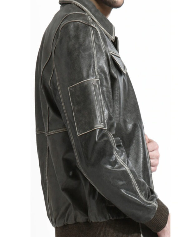 Men Bomber Leather Jacket